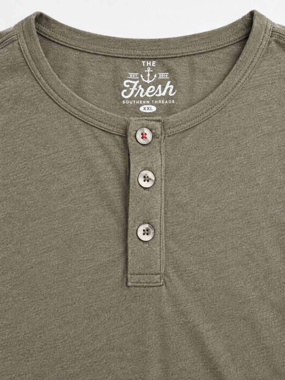 Fresh Clean Tees Men's XL Olive Green Long Sleeve Henley Shirt - Picture 5 of 5